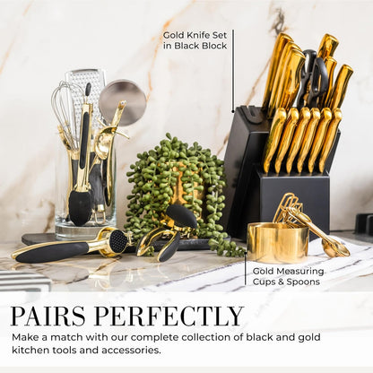Beige and Gold Kitchen Utensils Set