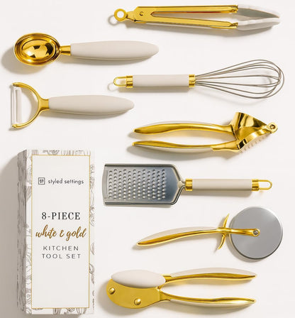 Beige and Gold Kitchen Utensils Set