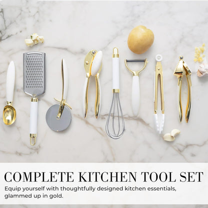 Beige and Gold Kitchen Utensils Set