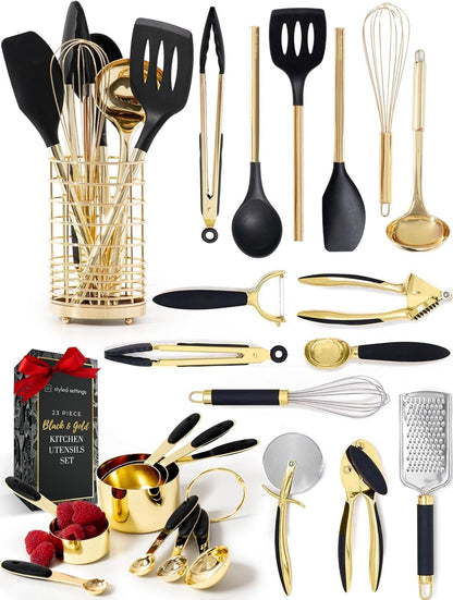 Beige and Gold Kitchen Utensils Set