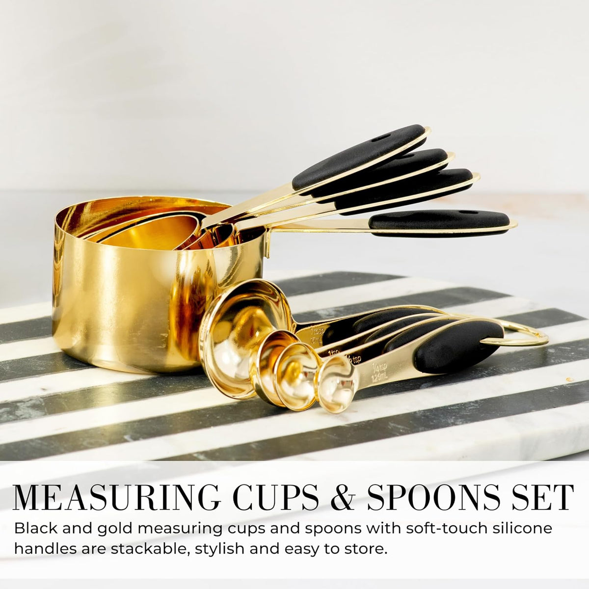 Beige and Gold Kitchen Utensils Set