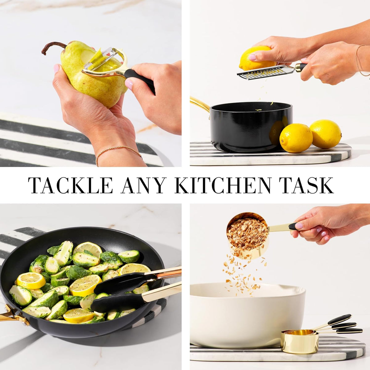 Beige and Gold Kitchen Utensils Set