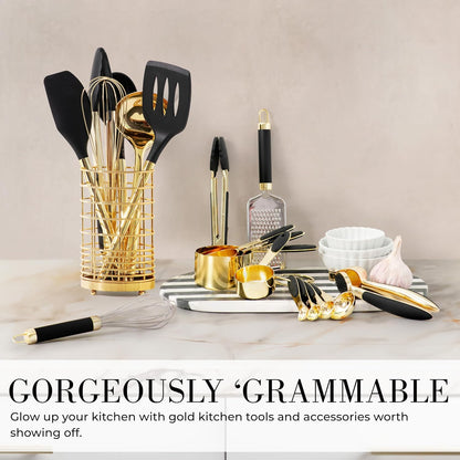 Beige and Gold Kitchen Utensils Set