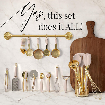 Beige and Gold Kitchen Utensils Set