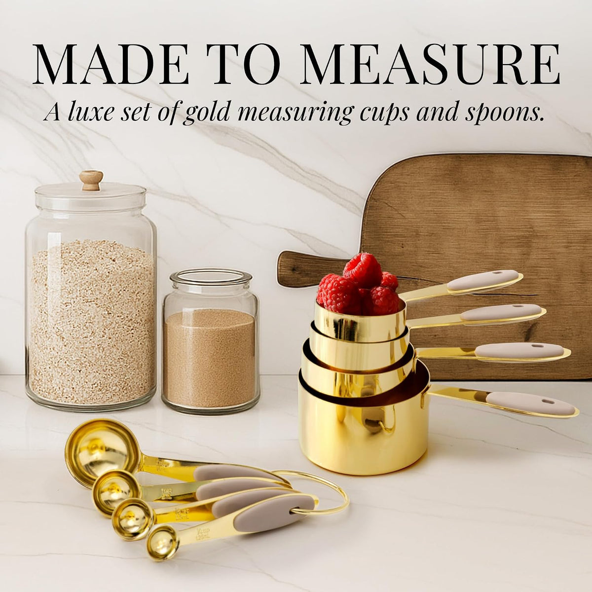 Beige and Gold Kitchen Utensils Set