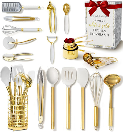 Beige and Gold Kitchen Utensils Set