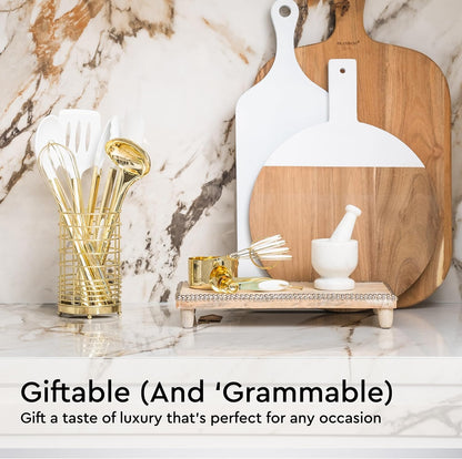 Beige and Gold Kitchen Utensils Set