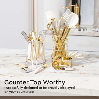 Beige and Gold Kitchen Utensils Set