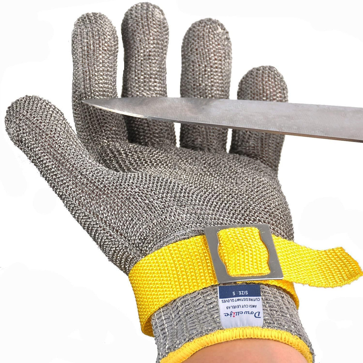 ANSI A9 Cut Resistant Glove Food Grade, Stainless Steel Mesh Metal Knife Cutting Glove for Butcher Oyster Shucking Kitchen Mandoline Chef Slicing Fish Fillet (Large)
