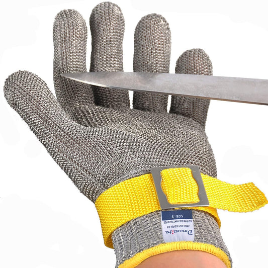 ANSI A9 Cut Resistant Glove Food Grade, Stainless Steel Mesh Metal Knife Cutting Glove for Butcher Oyster Shucking Kitchen Mandoline Chef Slicing Fish Fillet (Large)