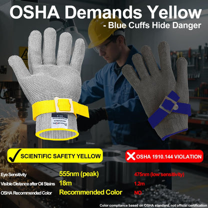 ANSI A9 Cut Resistant Glove Food Grade, Stainless Steel Mesh Metal Knife Cutting Glove for Butcher Oyster Shucking Kitchen Mandoline Chef Slicing Fish Fillet (Large)