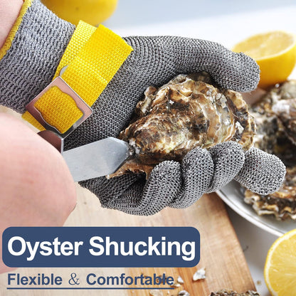 ANSI A9 Cut Resistant Glove Food Grade, Stainless Steel Mesh Metal Knife Cutting Glove for Butcher Oyster Shucking Kitchen Mandoline Chef Slicing Fish Fillet (Large)