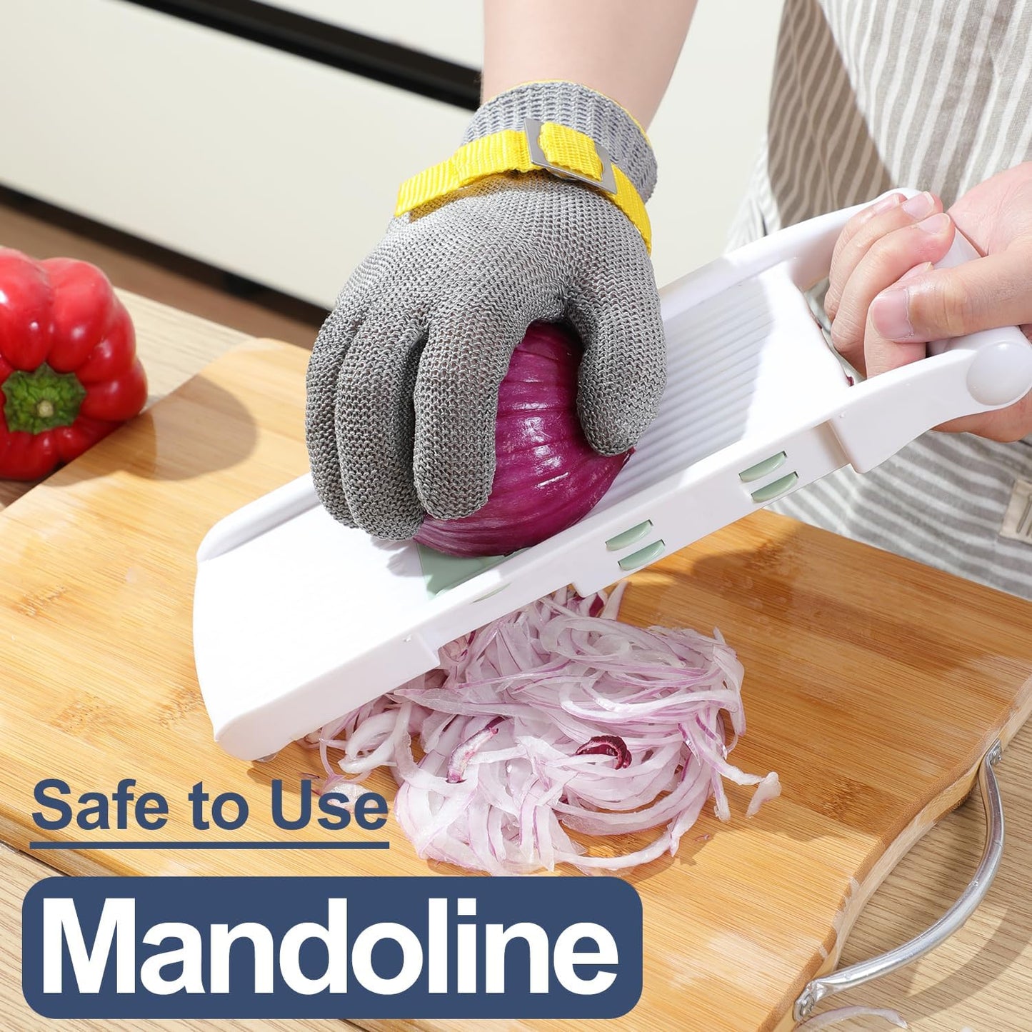 ANSI A9 Cut Resistant Glove Food Grade, Stainless Steel Mesh Metal Knife Cutting Glove for Butcher Oyster Shucking Kitchen Mandoline Chef Slicing Fish Fillet (Large)