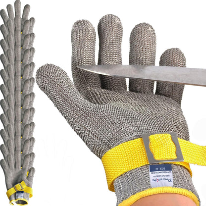 ANSI A9 Cut Resistant Glove Food Grade, Stainless Steel Mesh Metal Knife Cutting Glove for Butcher Oyster Shucking Kitchen Mandoline Chef Slicing Fish Fillet (Large)