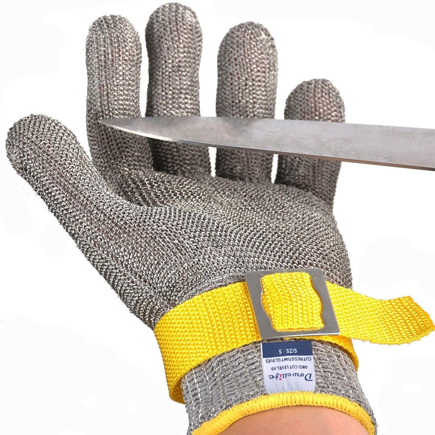 ANSI A9 Cut Resistant Glove Food Grade, Stainless Steel Mesh Metal Knife Cutting Glove for Butcher Oyster Shucking Kitchen Mandoline Chef Slicing Fish Fillet (Large)