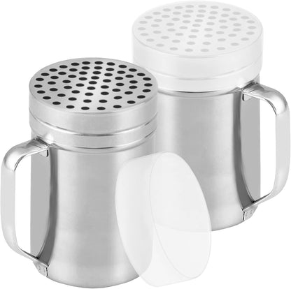 CUSINIUM 14oz Metal Parmesan Cheese Shaker with Large Holes - With Handle - Chili Flakes Dispensers - Pizza Shaker | Style: Coarse
