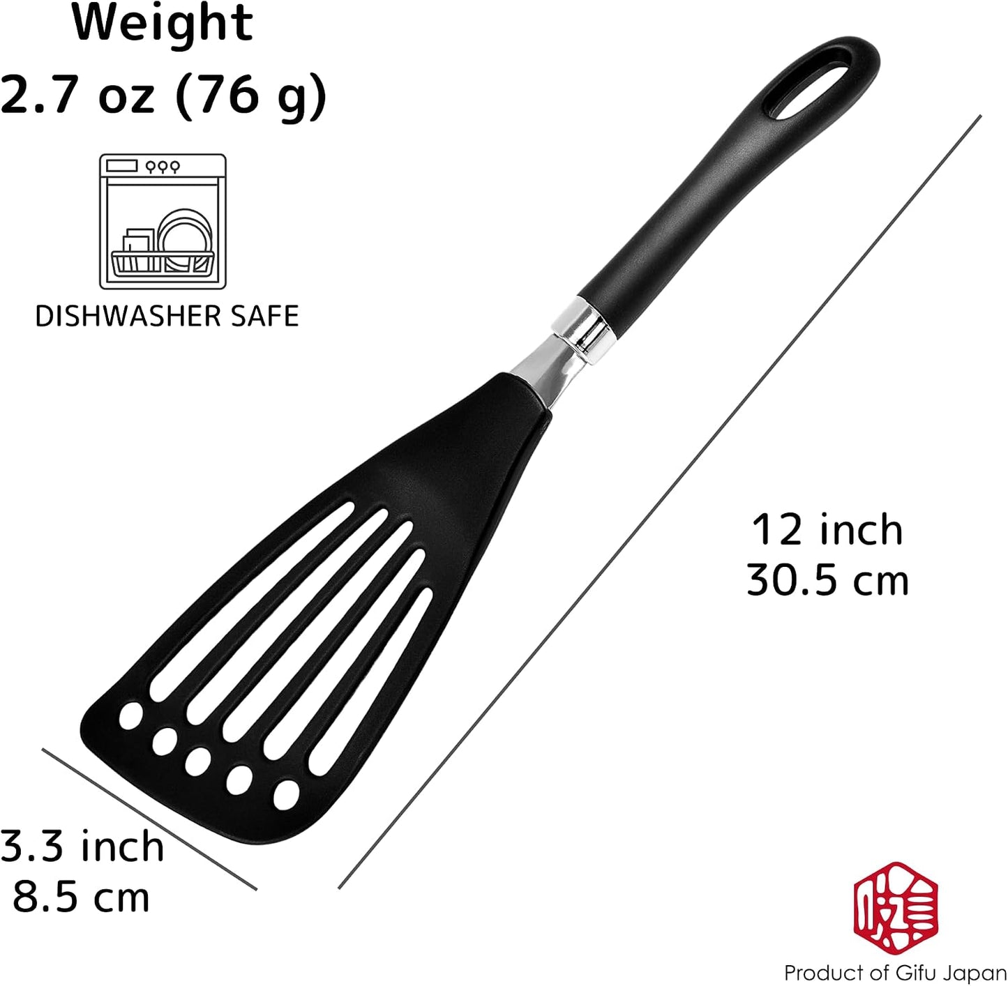 Nylon Spatula Slotted Turner Fish Turner Kitchen Utensils 12" | Seki Japan Right Handed Nylon Spatula Wide Thin