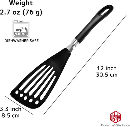 Nylon Spatula Slotted Turner Fish Turner Kitchen Utensils 12" | Seki Japan Right Handed Nylon Spatula Wide Thin