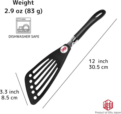 Nylon Spatula Slotted Turner Fish Turner Kitchen Utensils 12" | Seki Japan Right Handed Nylon Spatula Wide Thin