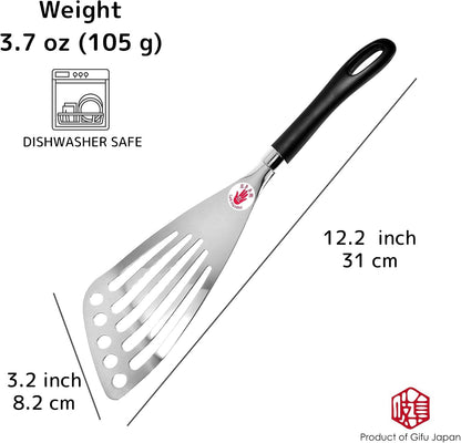 Nylon Spatula Slotted Turner Fish Turner Kitchen Utensils 12" | Seki Japan Right Handed Nylon Spatula Wide Thin