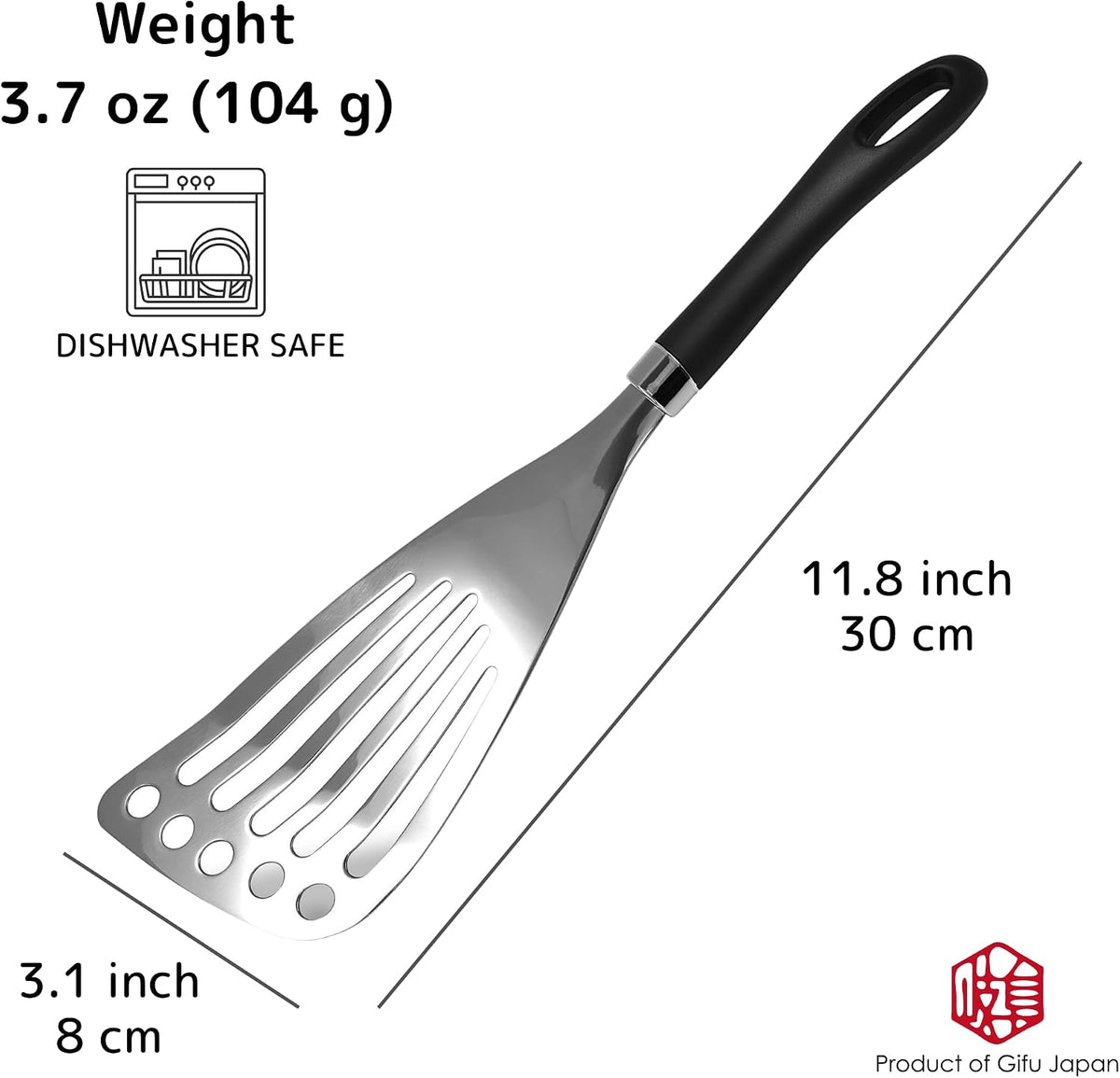 Nylon Spatula Slotted Turner Fish Turner Kitchen Utensils 12" | Seki Japan Right Handed Nylon Spatula Wide Thin