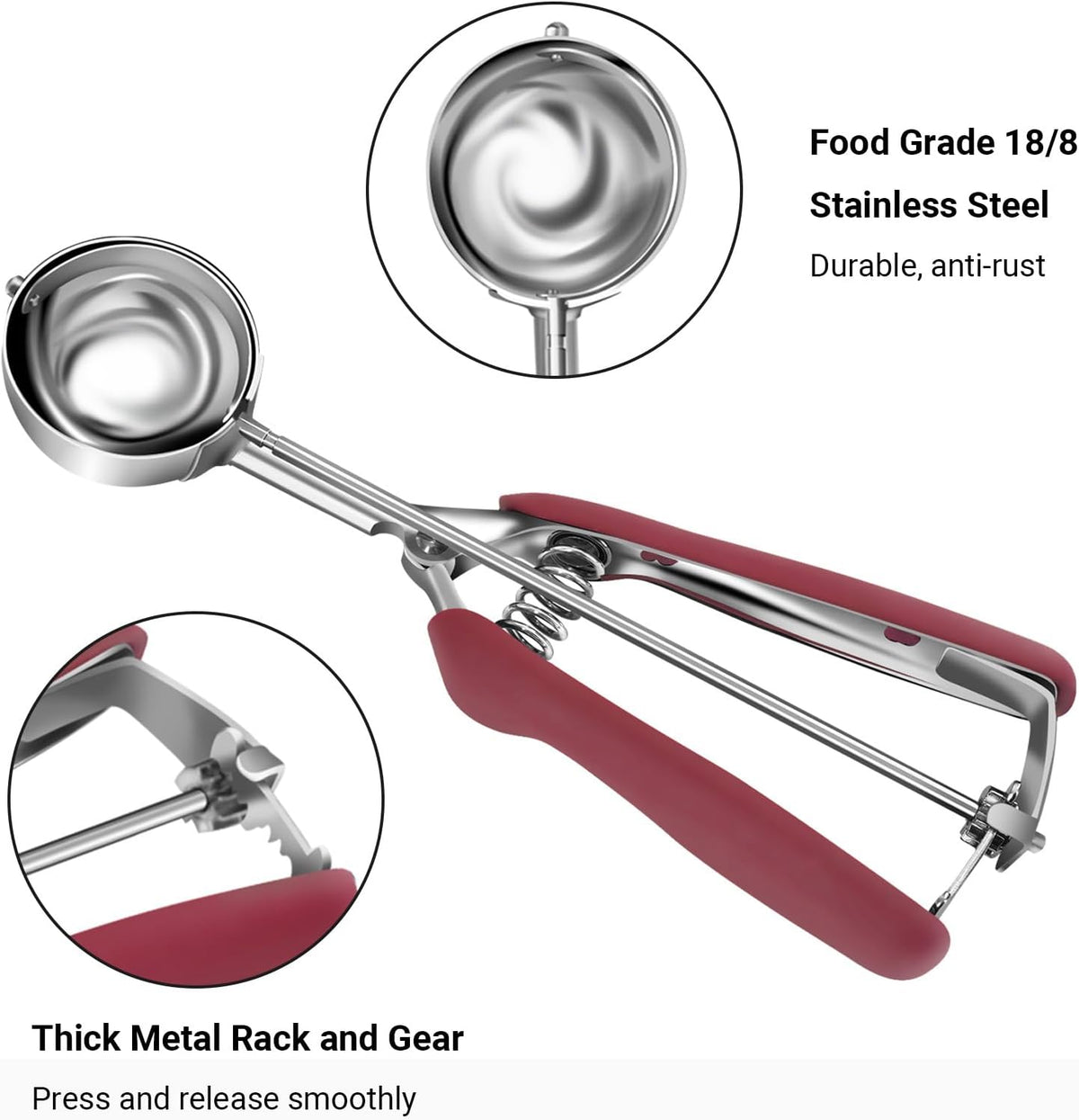 Cookie Scoop Set, Cookie Scoops for Baking Set of 3, Stainless Steel Ice Cream Scoop, 1 Tbsp/2 Tbsp/3 Tbsp Cookie Dough Scoop, Cookie Scooper for Cookie Cupcake Muffin Truffles Ice Cream