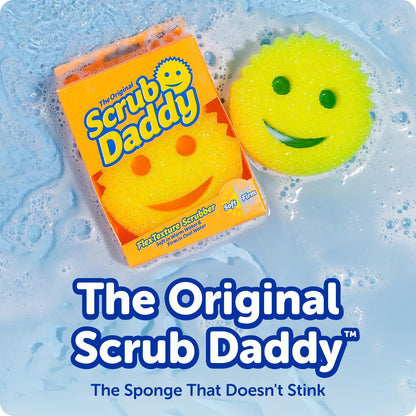 6 Kitchen Sponges & 1 Daddy Caddy Dish Sponge Holder - BPA Free & Made with Polymer Foam - Stain & Odor Resistant, Scratch-Free Multipurpose Scrubbers