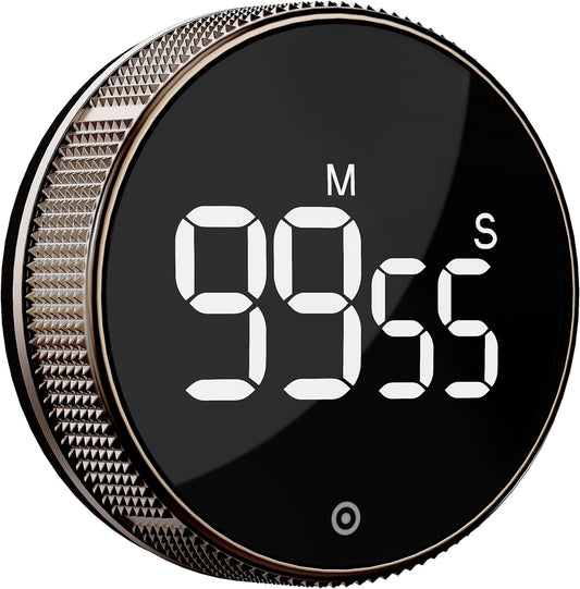 Kitchen Timer with LED Digital Display Smart Efficana for Home Classroom Gym Office, Volume and Brightness Adjustable Productivity Timer (Guncolor)