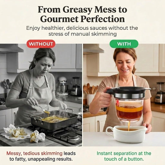 Premium Fat Separator Gravy Bacon Grease Saver With Strainer Jug Cup Oil For Cooking Bottom Release Skimmer Mince Tool Pan Turkey Separating