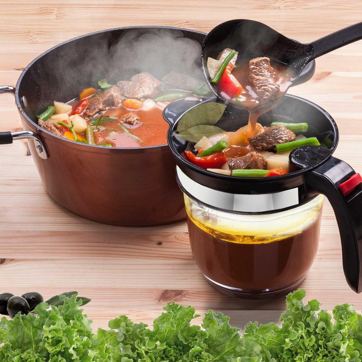 Premium Fat Separator Gravy Bacon Grease Saver With Strainer Jug Cup Oil For Cooking Bottom Release Skimmer Mince Tool Pan Turkey Separating