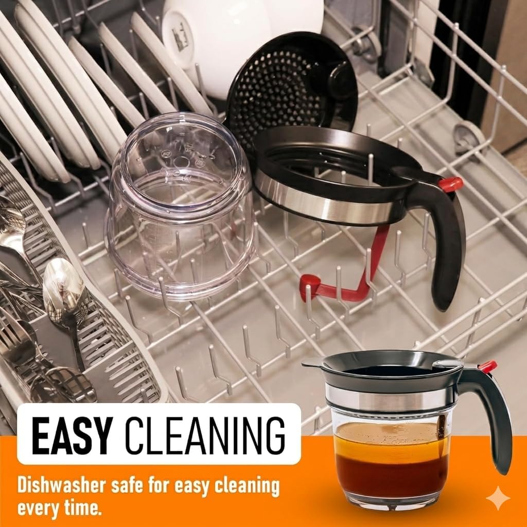Premium Fat Separator Gravy Bacon Grease Saver With Strainer Jug Cup Oil For Cooking Bottom Release Skimmer Mince Tool Pan Turkey Separating
