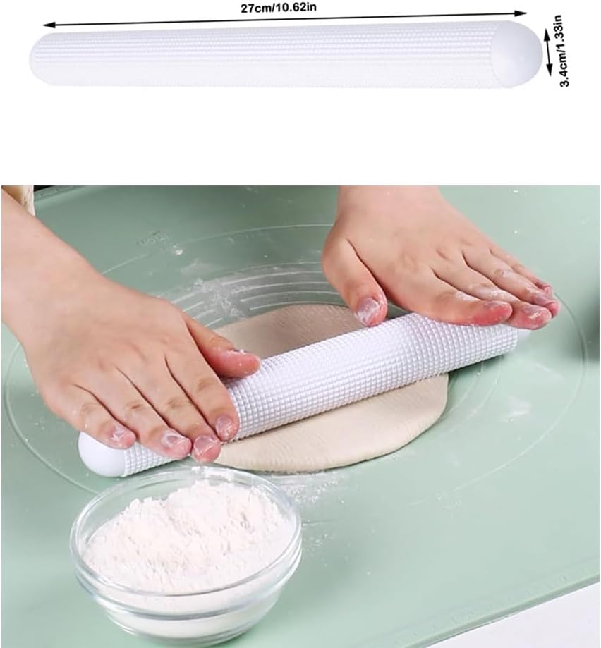 2 Pack Plastic Rolling Pin with Textured Design Non Stick Dough Roller Lightweight Rolling Pins for Baking Pizza Pies Pastry Cookies Bread Pan Loaf Cinnamon Rolls Buns Sourdough Cake Fondant