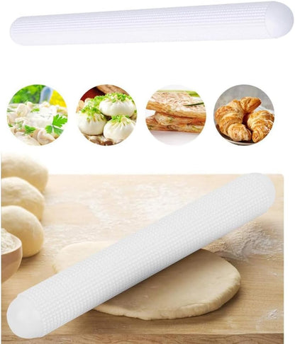 2 Pack Plastic Rolling Pin with Textured Design Non Stick Dough Roller Lightweight Rolling Pins for Baking Pizza Pies Pastry Cookies Bread Pan Loaf Cinnamon Rolls Buns Sourdough Cake Fondant