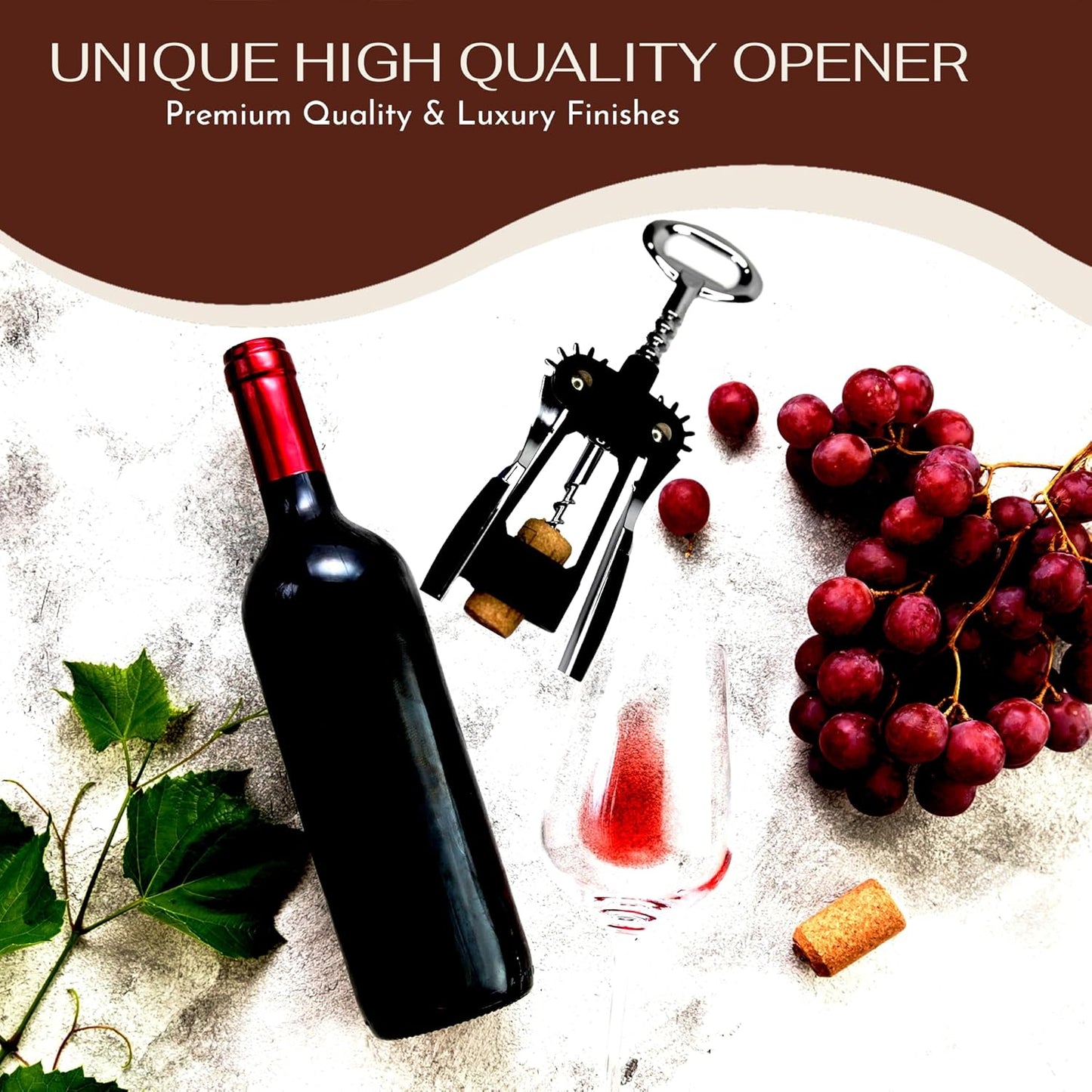 Heavy Duty Winged Wine Opener, Durable Corkscrew Wine Opener in Elegant Gift Box, Easy to Use Wine Bottle Opener for Effortless Wine Opening