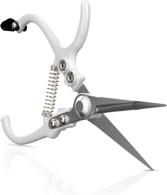 Precision Plant Pruning Shears - Straight Blade, White | Ergonomic garden trimming scissors with sharp tapered tip for bonsai, herbs, and flowers