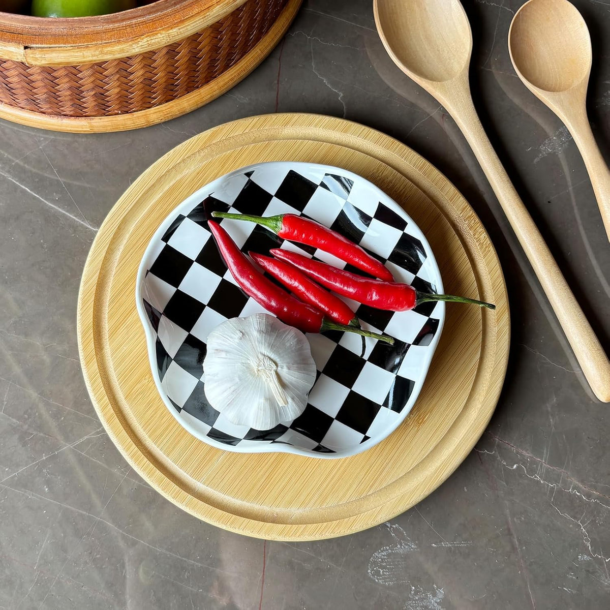 Spoon Rest for Stove Top, 5.3 Inch Ceramic Spoon Holder for Kitchen Counter, Coffee Ladle Holder, Utensil Rest for Cooking, Housewarming Gifts (Black)