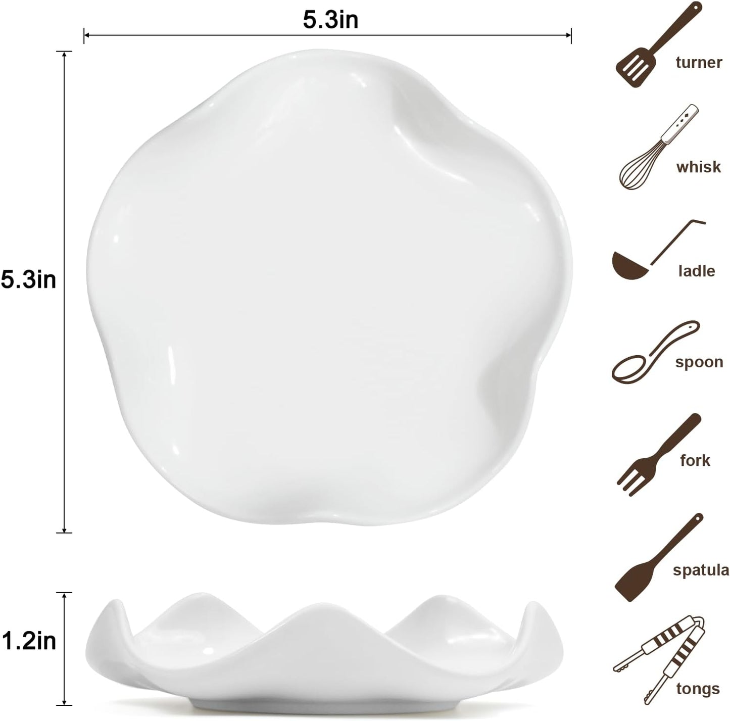 Spoon Rest for Stove Top, 5.3 Inch Ceramic Spoon Holder for Kitchen Counter, Coffee Ladle Holder, Utensil Rest for Cooking, Housewarming Gifts (Black)