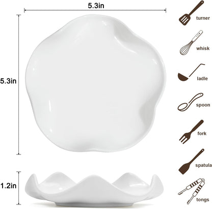 Spoon Rest for Stove Top, 5.3 Inch Ceramic Spoon Holder for Kitchen Counter, Coffee Ladle Holder, Utensil Rest for Cooking, Housewarming Gifts (Black)