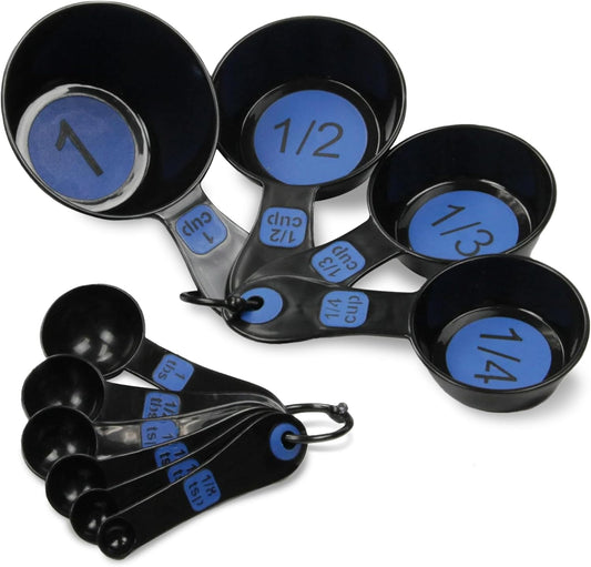 Easy to Read Plastic, Measuring Cup Set, 10 piece set, Blue