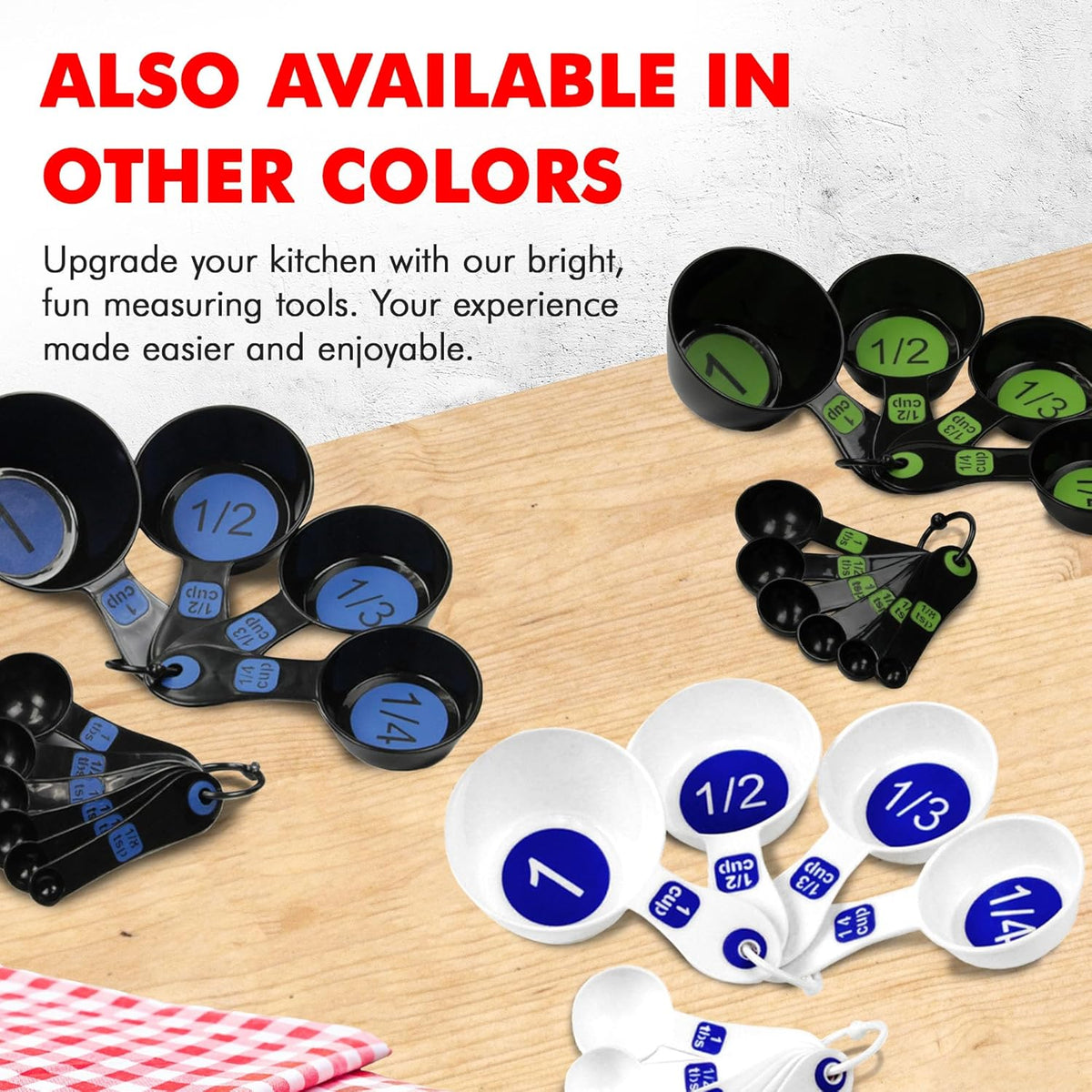 Easy to Read Plastic, Measuring Cup Set, 10 piece set, Blue