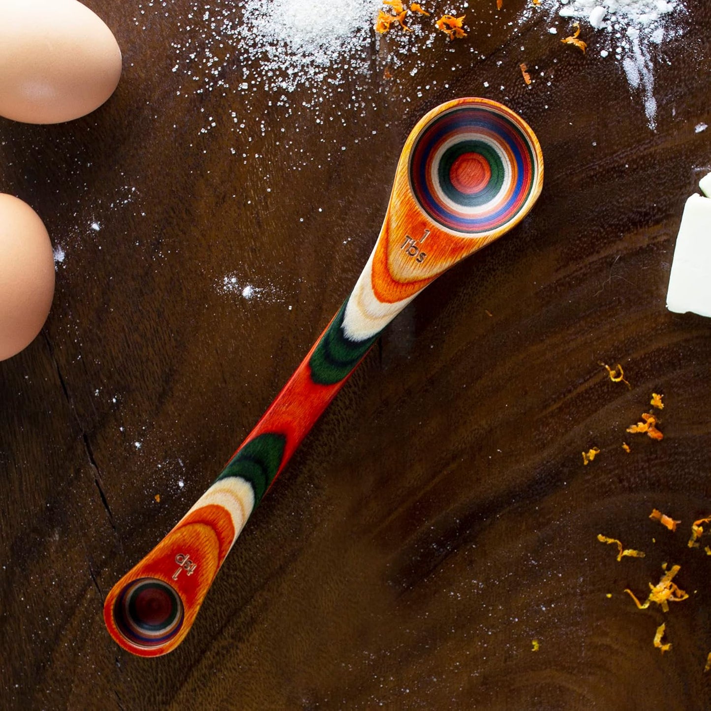 Baltique Marrakesh Collection 2 in 1 Wooden Measuring Spoon with Tablespoon and Teaspoon Measurements