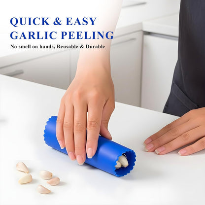 Silicone Garlic Peeler Tube, 2 Pack – BPA-Free, Odor-Free & Dishwasher Safe – Easy Garlic Skin Remover Roller – Black & Blue Kitchen Gadget for Fast, Effortless Cooking (black & blue)