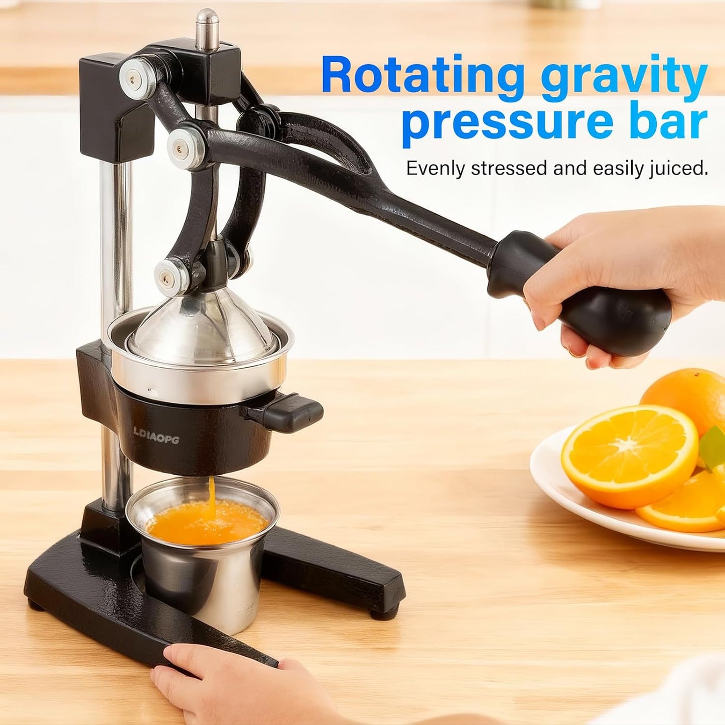 Cast Iron manual juicer, Hand Citrus juicer press, Orange Lemon Squeezer,Heavy Duty Manual Juicer,Commercial Grade,Countertop Extactor for Fruit Juice -Stainless Steel,Easy to Clean Black