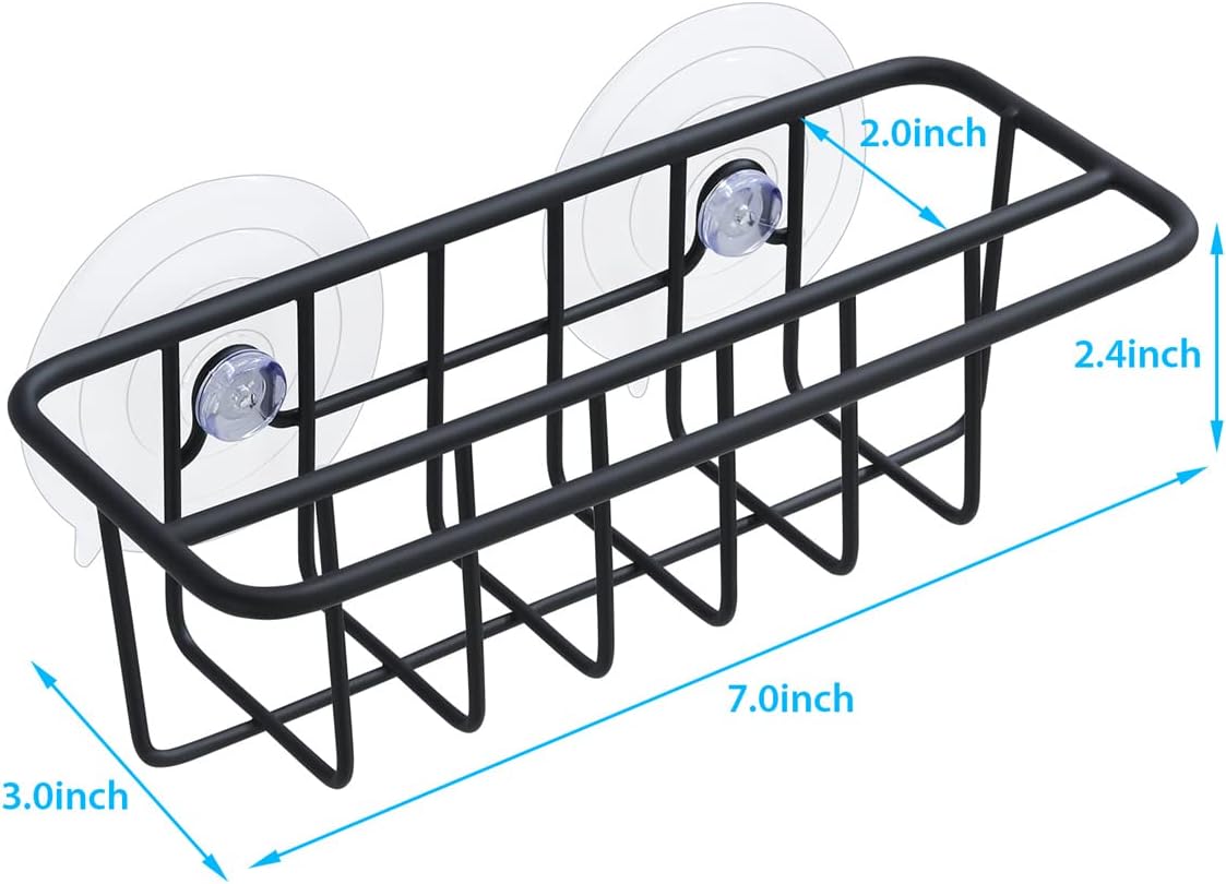 Sink Caddy Sponge Holder for Kitchen Sink Dish Cloth Hanger 2 Suspension Options(Suction Cups and Adhesive Hook), SUS304 Stainless Steel, Silver