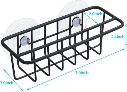 Sink Caddy Sponge Holder for Kitchen Sink Dish Cloth Hanger 2 Suspension Options(Suction Cups and Adhesive Hook), SUS304 Stainless Steel, Silver