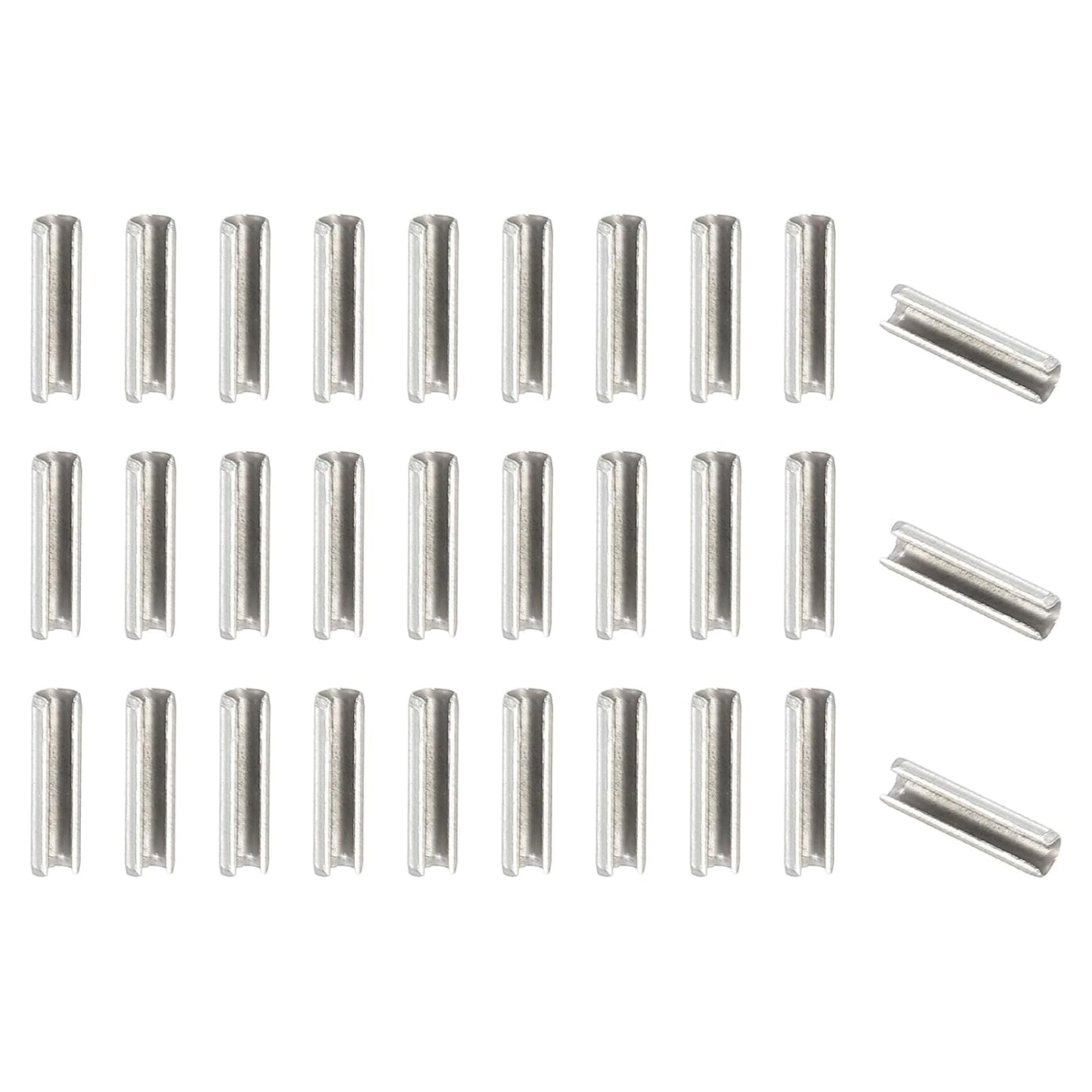 Slotted Spring Pin, 50 Pcs 1/8" x 3/4" (3.2mm x 20mm) 304 Stainless Steel Split Roll Pins Spring Dowel for Home Improvement Automotive Machine Repair, Silver - Colors B