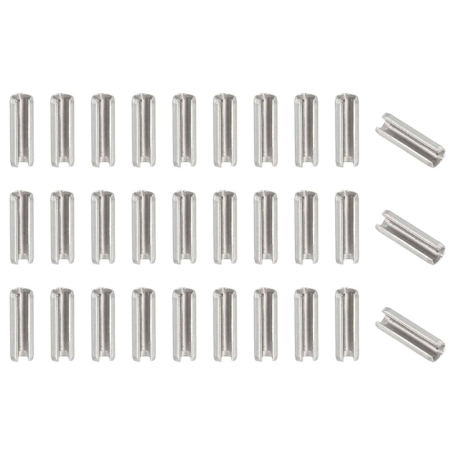 Slotted Spring Pin, 50 Pcs 1/8" x 3/4" (3.2mm x 20mm) 304 Stainless Steel Split Roll Pins Spring Dowel for Home Improvement Automotive Machine Repair, Silver - Colors B