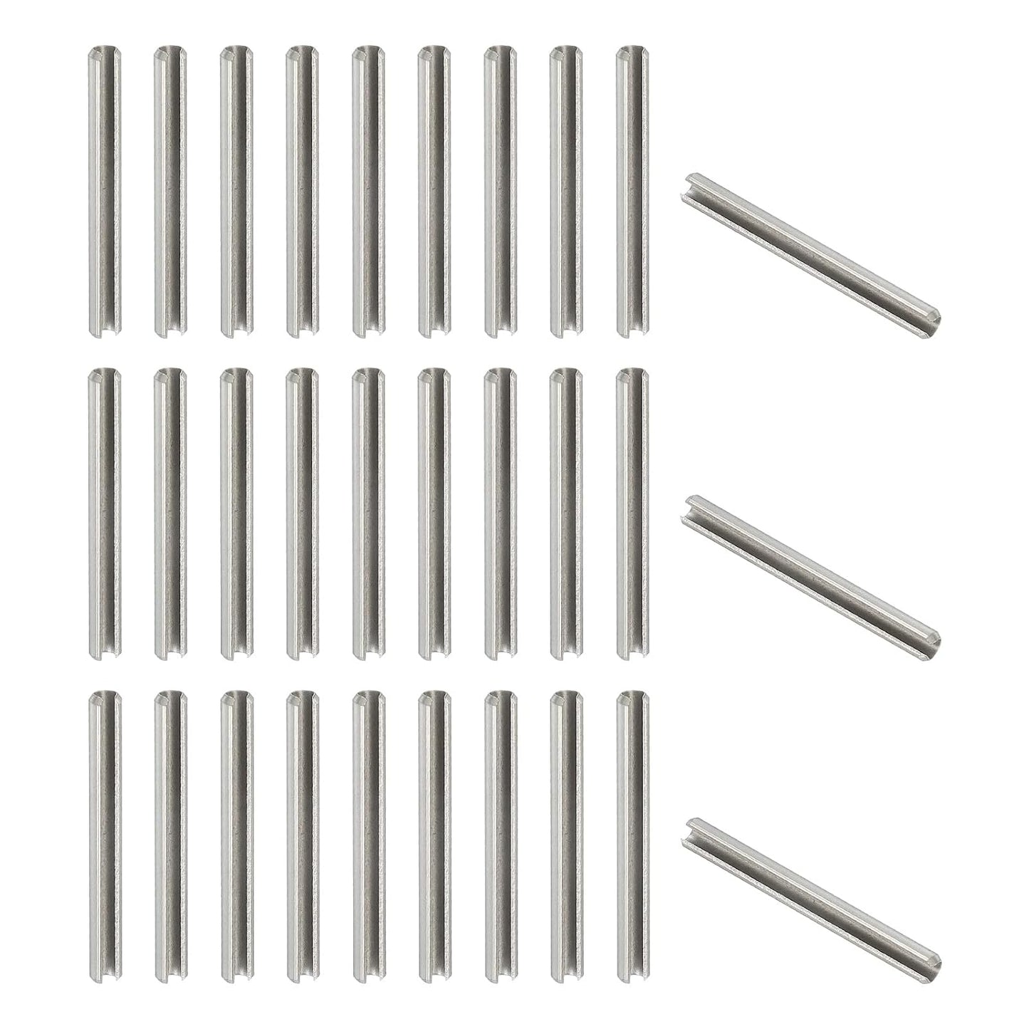 Slotted Spring Pin, 50 Pcs 1/8" x 3/4" (3.2mm x 20mm) 304 Stainless Steel Split Roll Pins Spring Dowel for Home Improvement Automotive Machine Repair, Silver - Colors B
