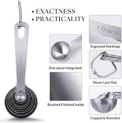 Measuring Spoons Set, 1 tbsp, 1/2 tbsp, and 1-1/16tsp Stainless Steel Measuring Spoons for Cooking Baking Spice Jars and Liquid Ingredients