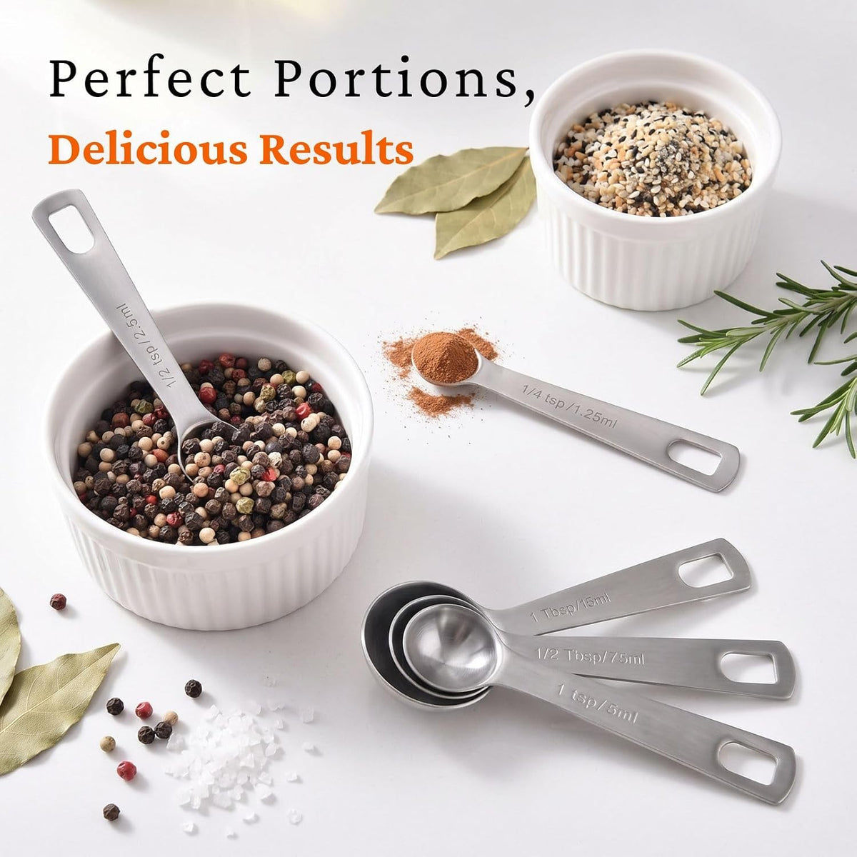 Measuring Spoons Set, 1 tbsp, 1/2 tbsp, and 1-1/16tsp Stainless Steel Measuring Spoons for Cooking Baking Spice Jars and Liquid Ingredients